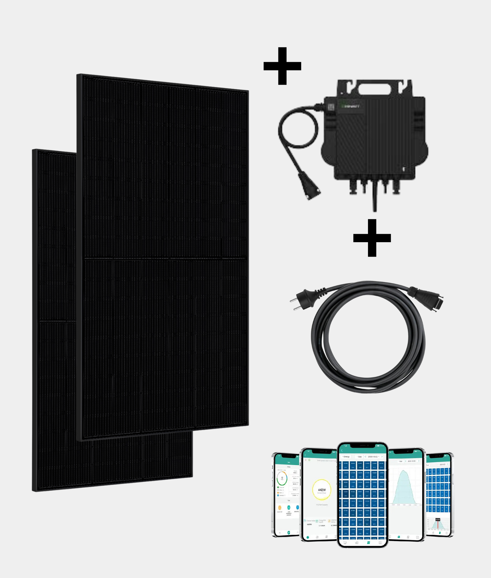 Growatt Plug & Play Zonnepaneel Systeem – 2 Panelen (incl. micro-omvormer, bekabeling & panelen)