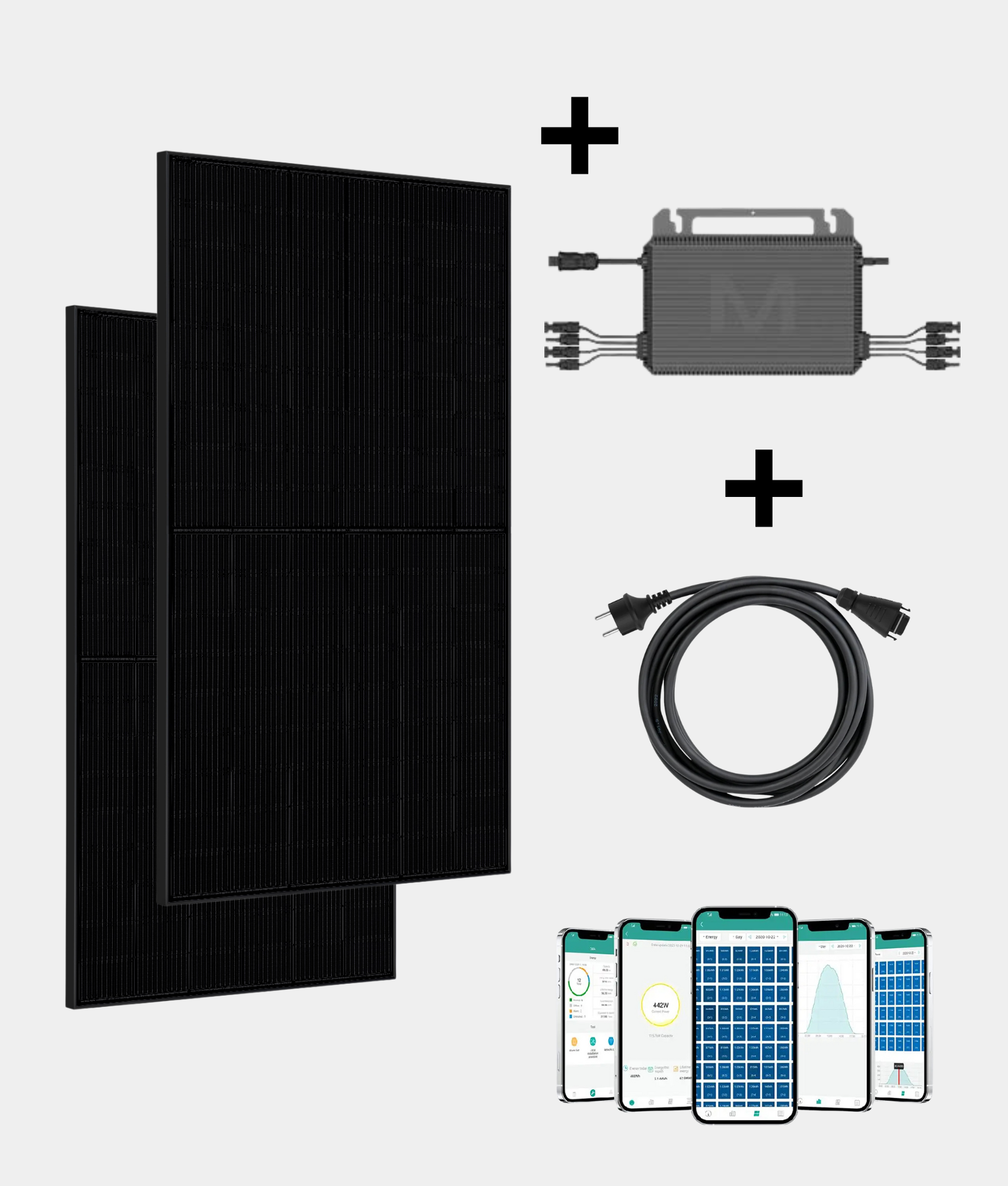 Plug en Play Marstek Zonnepaneel Pakket – 2 Panelen | JA-Solar 420 Wp Glas-Glas | Marstek Micro-Omvormer | Doe-het-Zelf Stopcontact